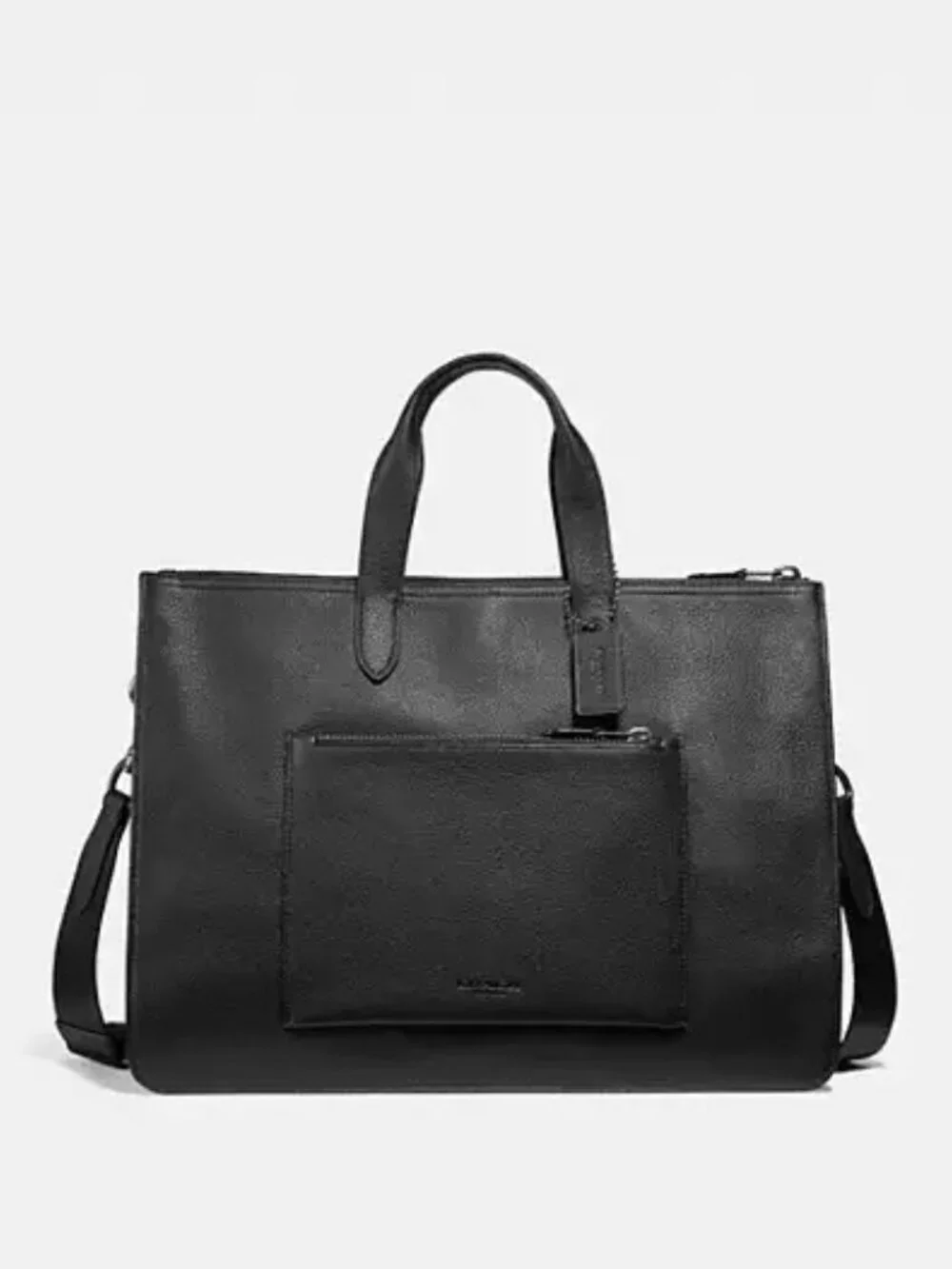 COACH Metropolitan Soft Brief Bag, Black Pebbled Leather, Used (Style 32249)